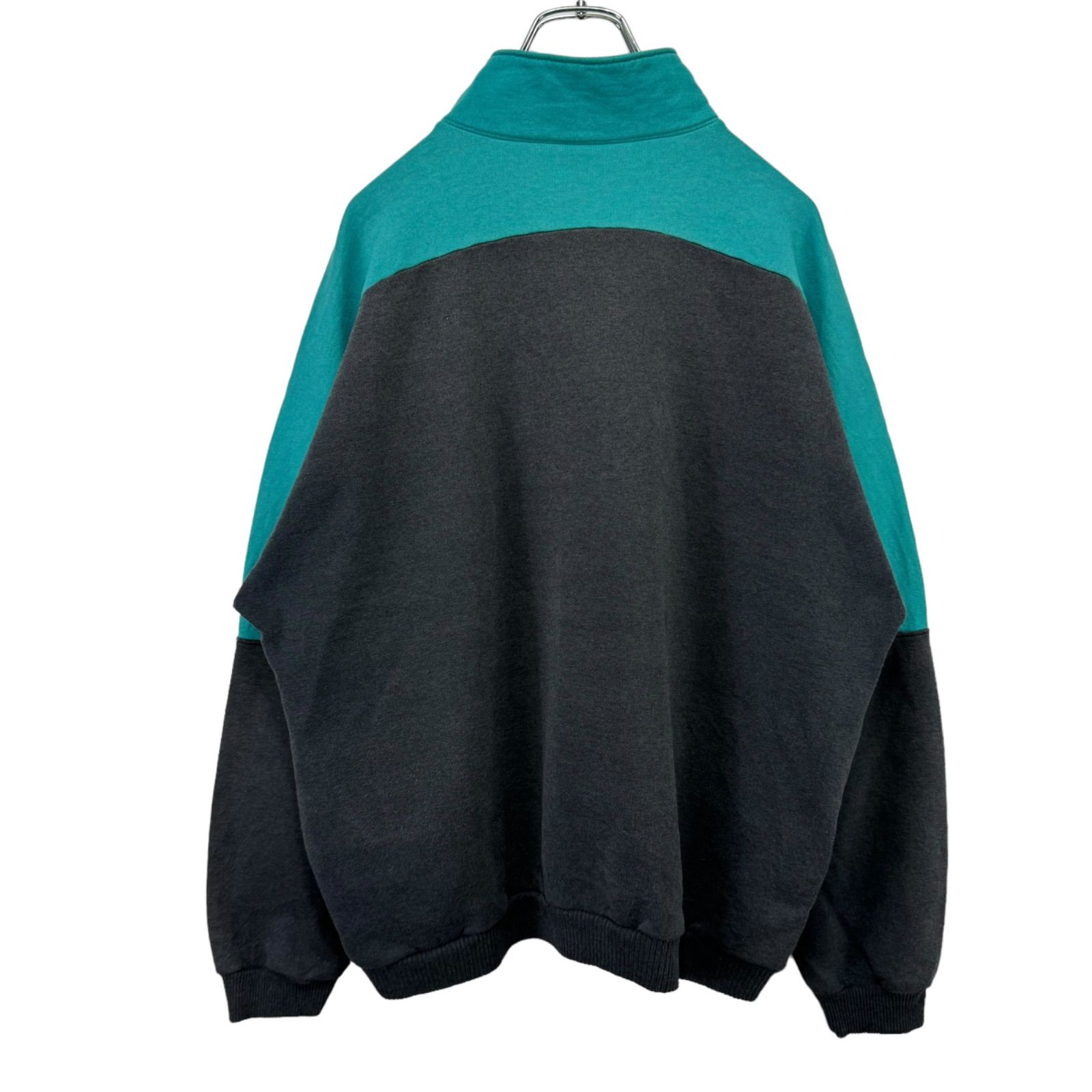 ナイキ ナイロンプルオーバー 90ｓ　刺繍ロゴ　ビックロゴ　古着 スウェット 90s NIKE Logo Nylon Pullover Jacket 黒青 XXL 銀タグ ナイキ