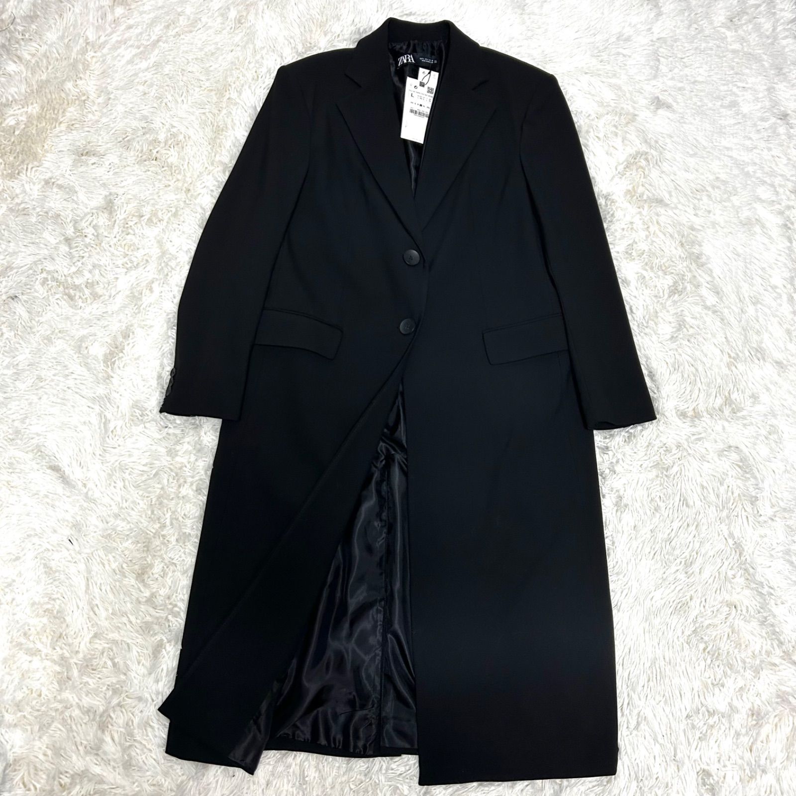 新品未使用タグ付き ZARA ザラ ロングチェスターコート ブラック L 