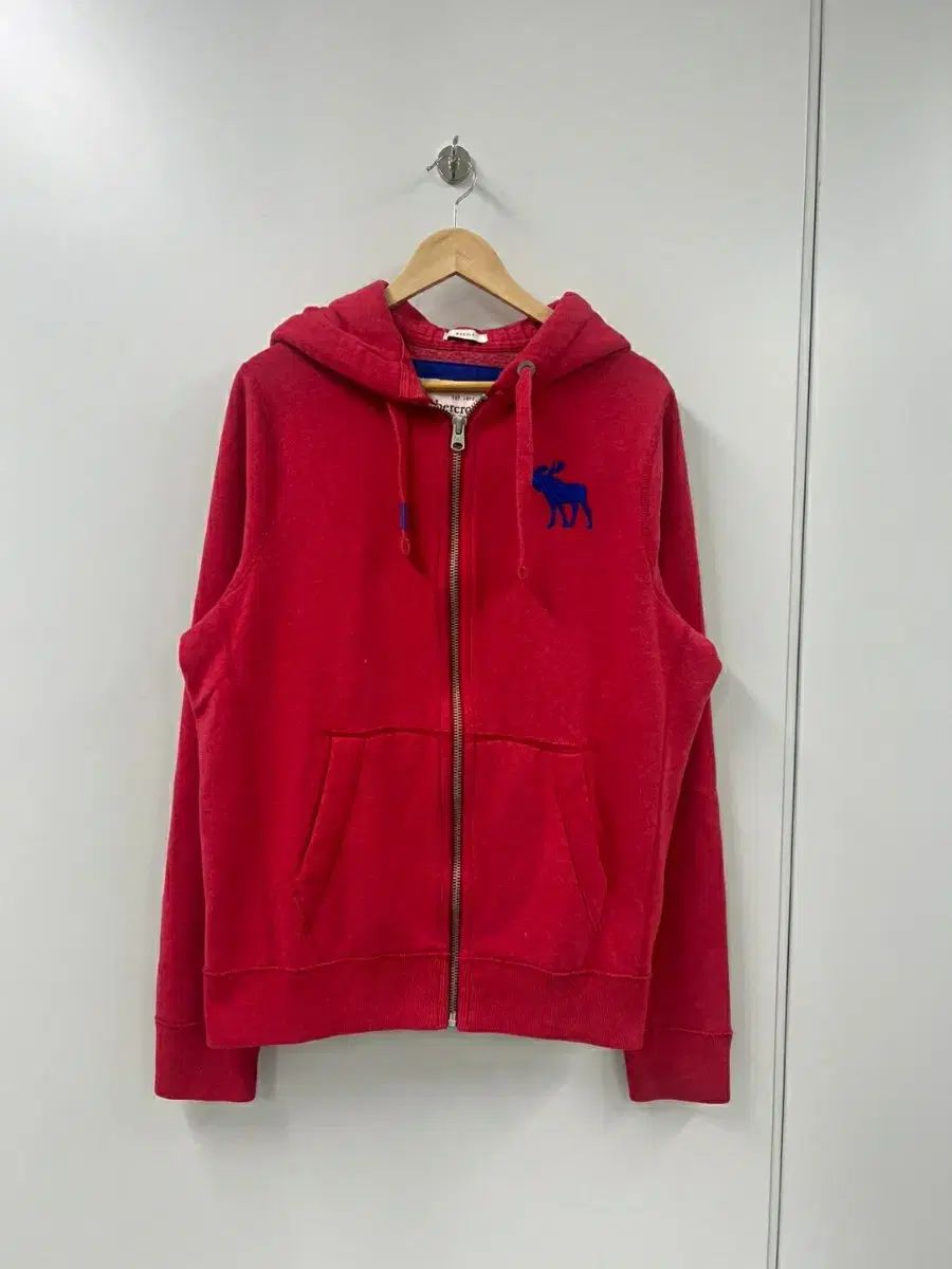 Abercrombie u0026 Fitch 赤 フード付きパーカー ダメージ加工