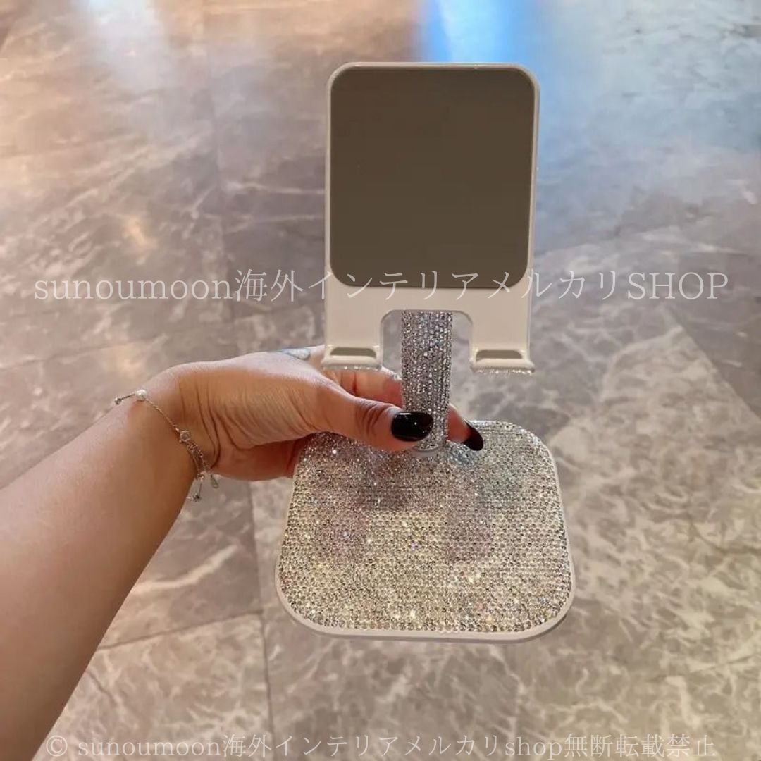 スマホホルダー 携帯ホルダー スマホスタンド タブレットスタンド ラインストーン ダイヤモンド調 調節 ラグジュアリー おしゃれ かわいい 4-7