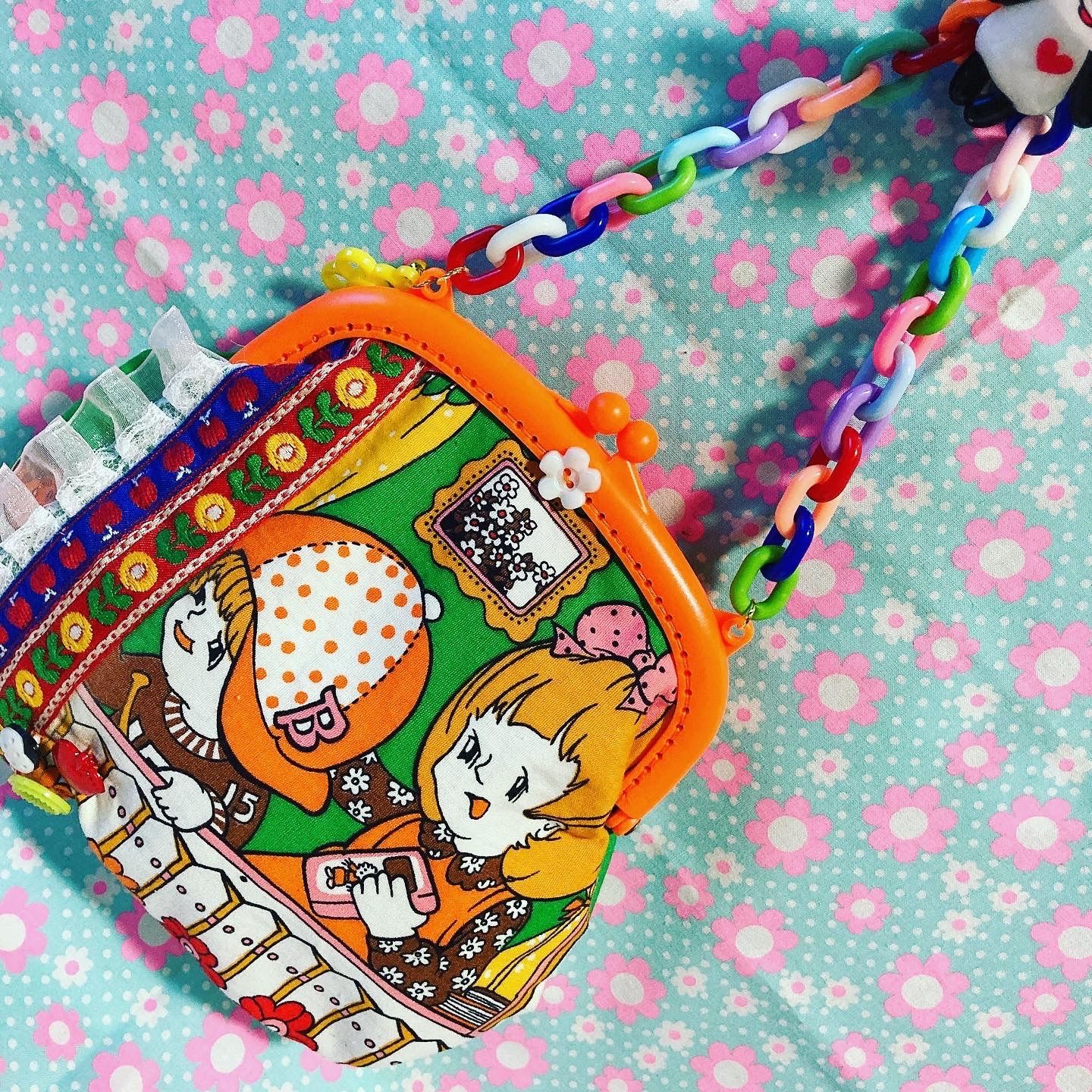 ハンドメイド☆昭和レトロ ヴィンテージ がま口ポーチ - メルカリ