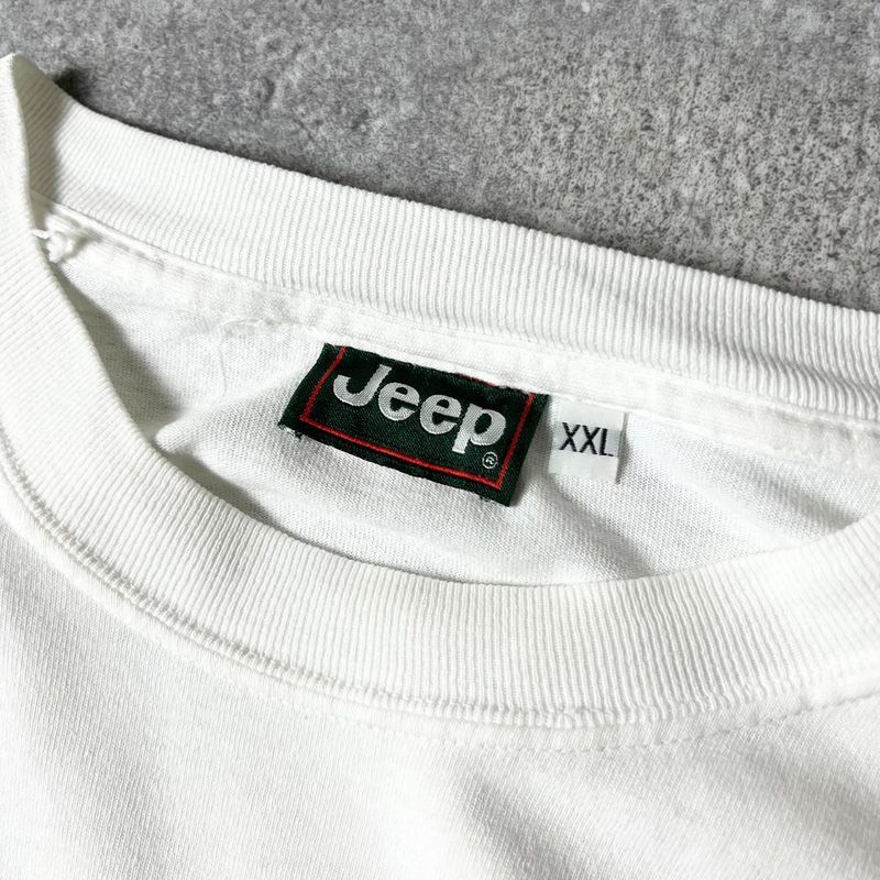 90s Jeep 企業物 スマイル ニコちゃん 髭 プリント 半袖 Tシャツ XXL 