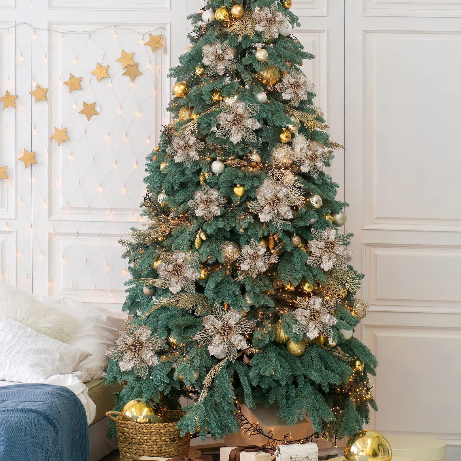 クリスマス 飾り オーナメント GWHOLE ポインセチア 造花21枚セット