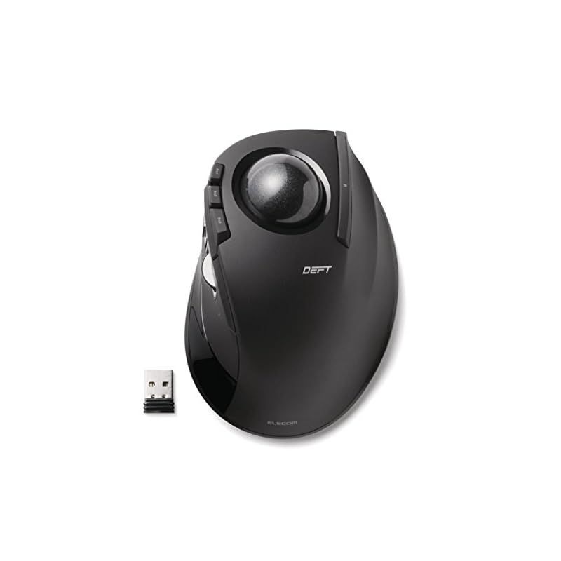 エレコム マウス ワイヤレス (レシーバー付属) トラックボール ハンディタイプ Relacon メディアコントロールボタン搭載 静音 ブラック M-RT1DRBK 人差し指用 トラックボール 8ボタン (レシーバー付属) ワイヤレス