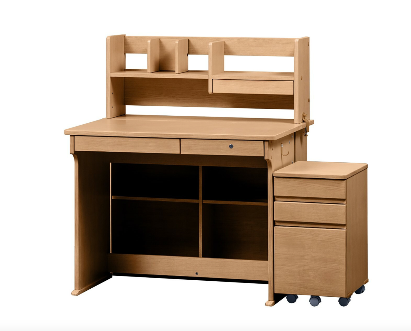 パソコンデスク 3段シェルフ付 オフィスデスクアジャスター付き