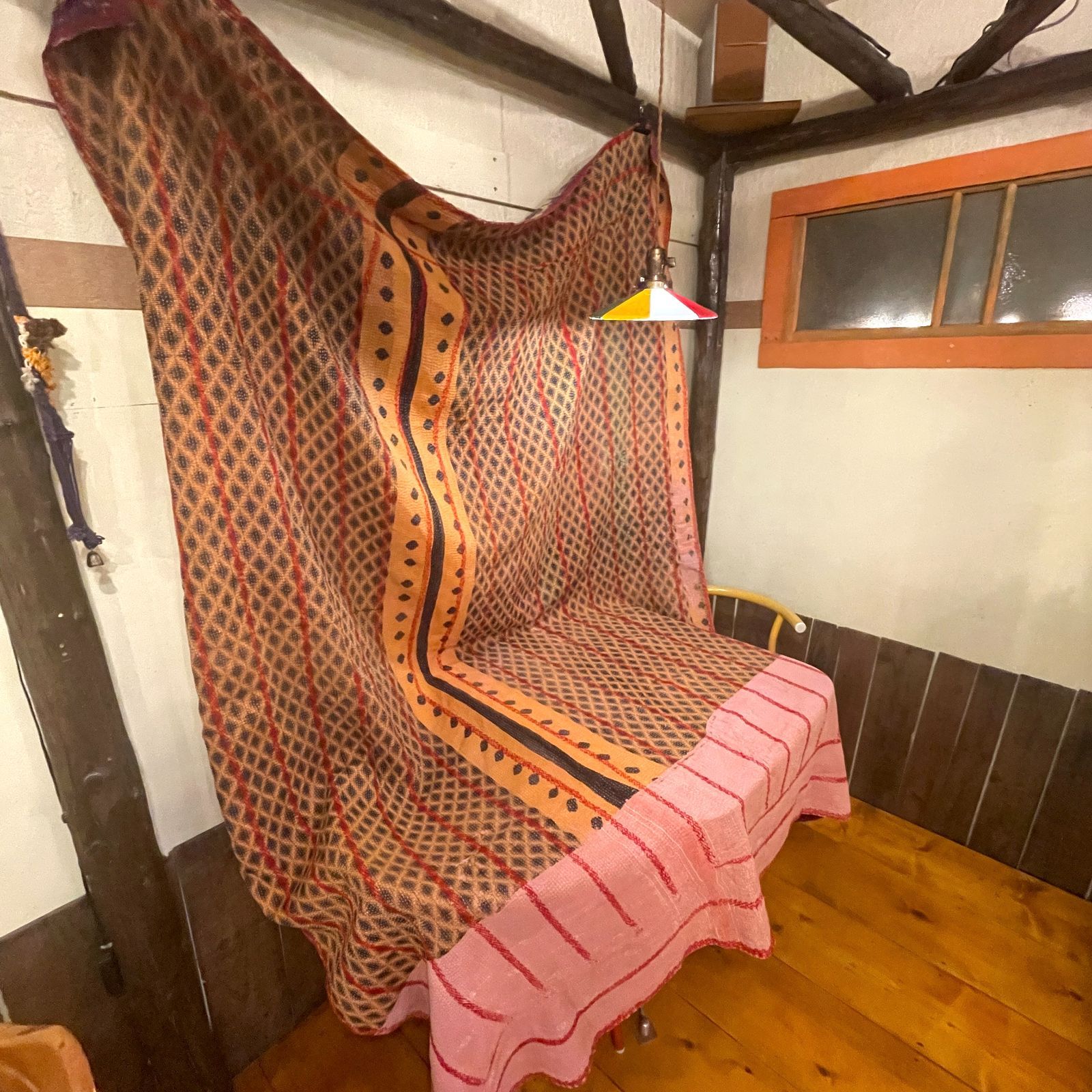 インド製ヴィンテージカンタラリーキルト パープルマルチカバーベッド