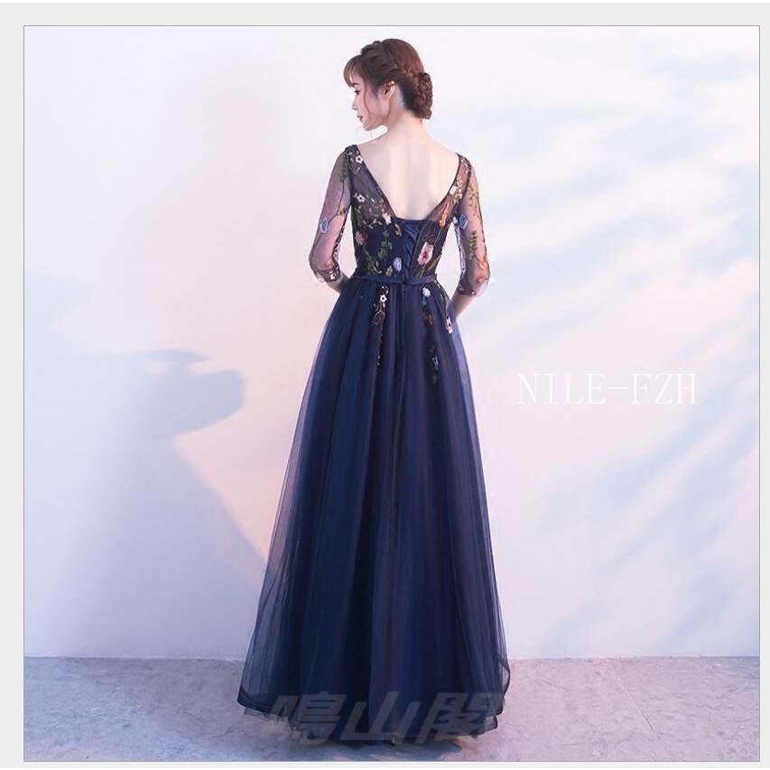 ロングドレス Aライン 袖あり パーティードレス 結婚式 ドレス ワンピース 二次会 ウエディングドレス お呼ばれ 大きいサイズ 発表会 お食WP数量 価格926