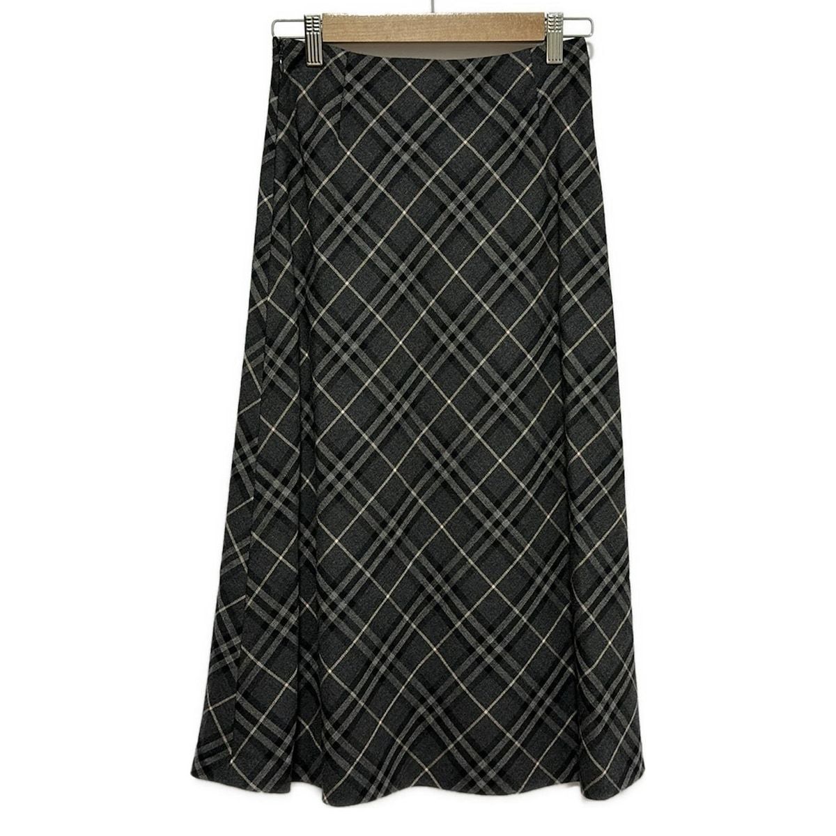 Burberry LONDON バーバリーロンドン ロングスカート サイズ36 M レディース - ダークグレー×黒×アイボリー チェック柄