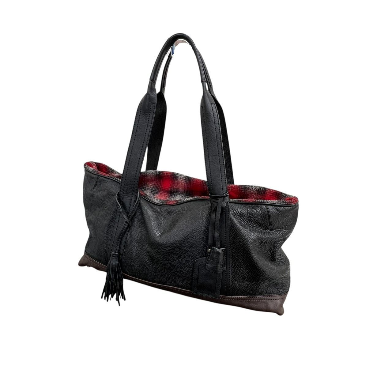 TRUSSARDI トラサルディ ナインティーンイレブン トートバッグ ボストン レザー×ウール チェック