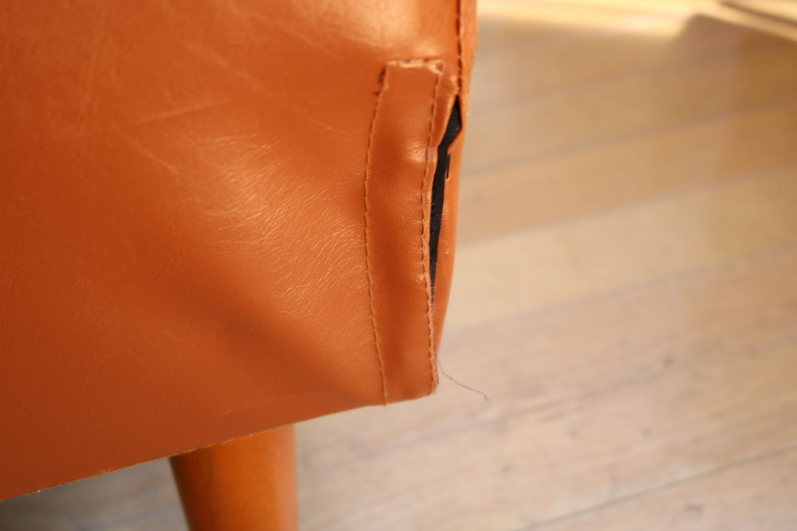 ソファ 2人掛け オレンジ 木 ナチュラル 革 レザー ｜North Orange