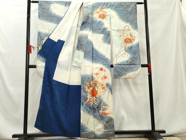 振袖フルセット‼️豪華絢爛幸せ色 bull暈し‼️花々金糸刺繍‼️金銀彩上質 平和屋着物□豪華振袖 駒刺繍 舞蝶花文 暈し染め 金銀彩 仮絵羽