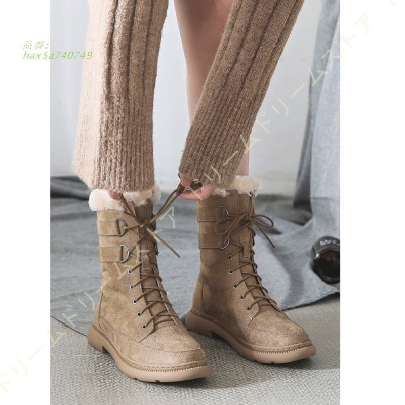 スノーブーツ レディース スノーハイカット 裏起毛 防寒 保温 レースアップ 滑り止め 編み上げブーツ 女性 冬靴 フェミニン あったか 雪靴 hax5a740749 KIN-KAAI_COM