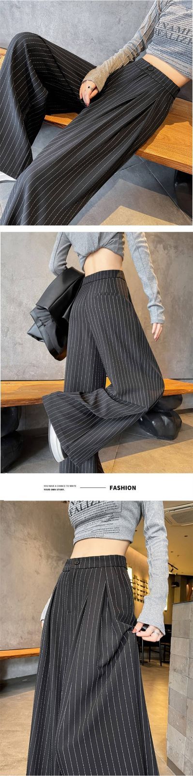 ロングパンツ ストライプ ワイドパンツ レディース ボトムス 春