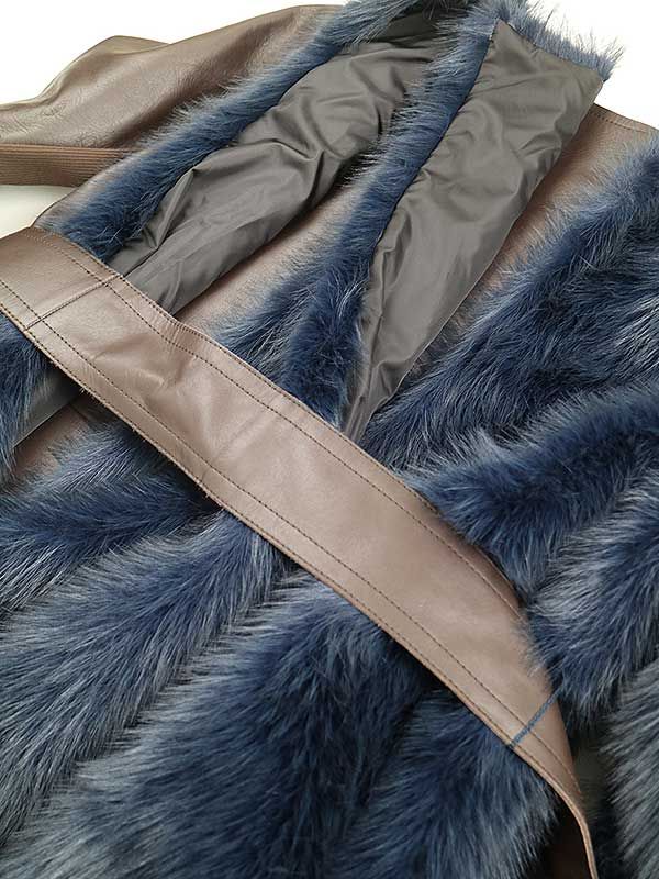 sacai サカイ 23AW Faux Fur & Leather Belted Coat リブ切替