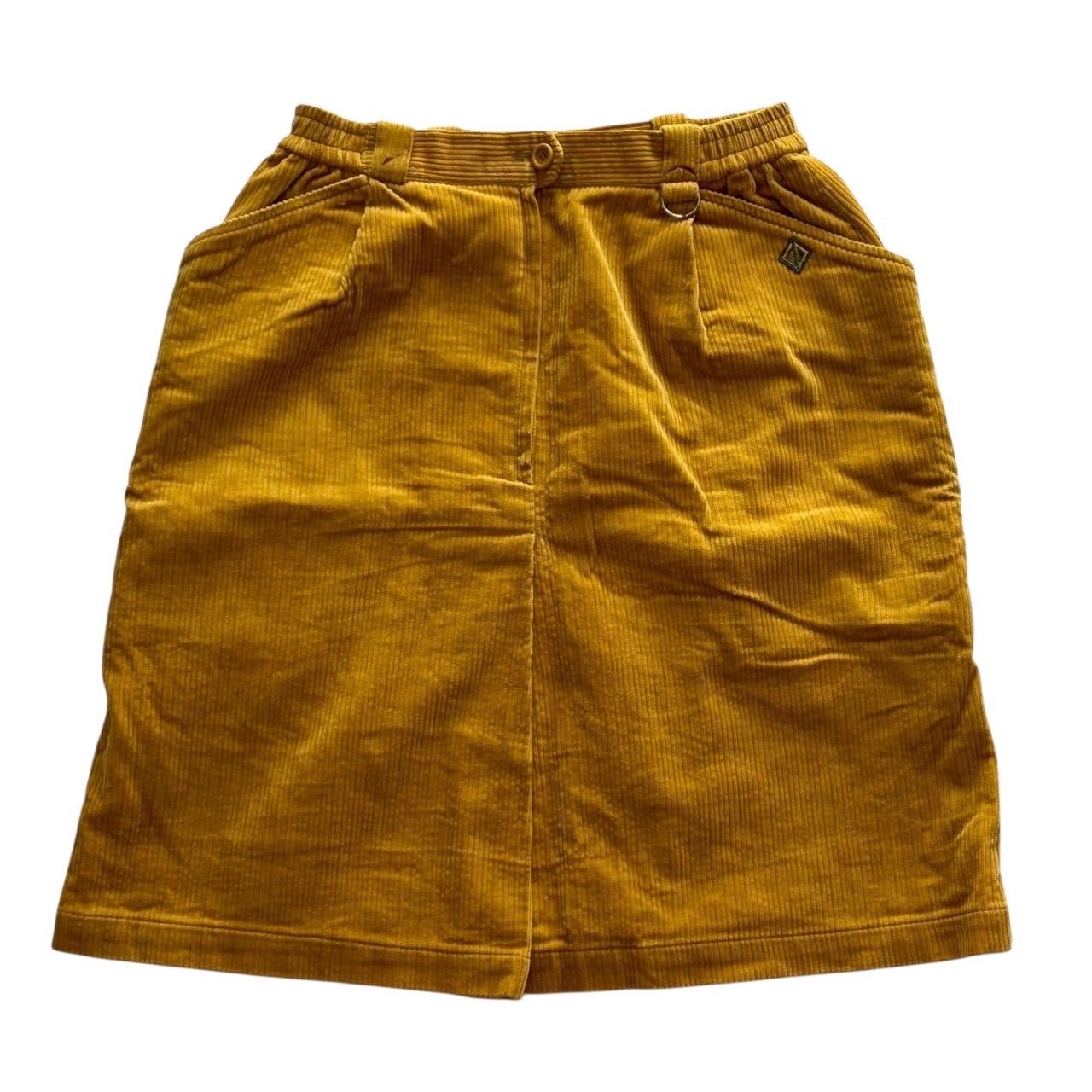 Christian Dior クリスチャンディオール コーデュロイスカート 黄 冬 台形 レディース Lサイズ