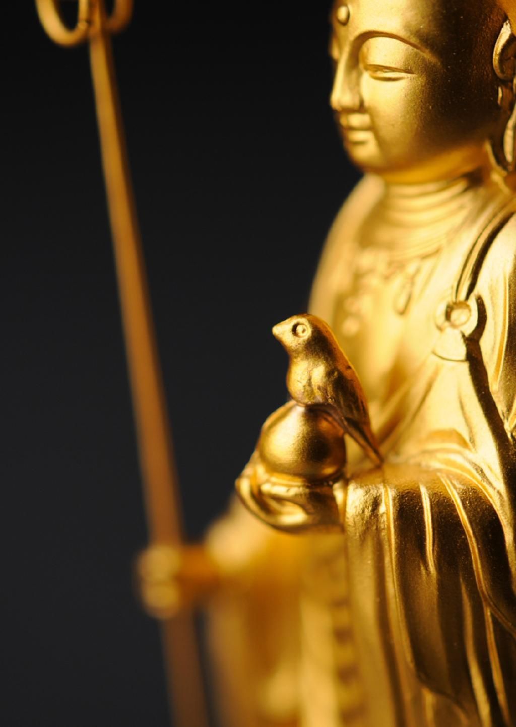 ペット地蔵 - こだま 総高16cm 金色 高岡銅器 仏像 - 仏像ドットコム 