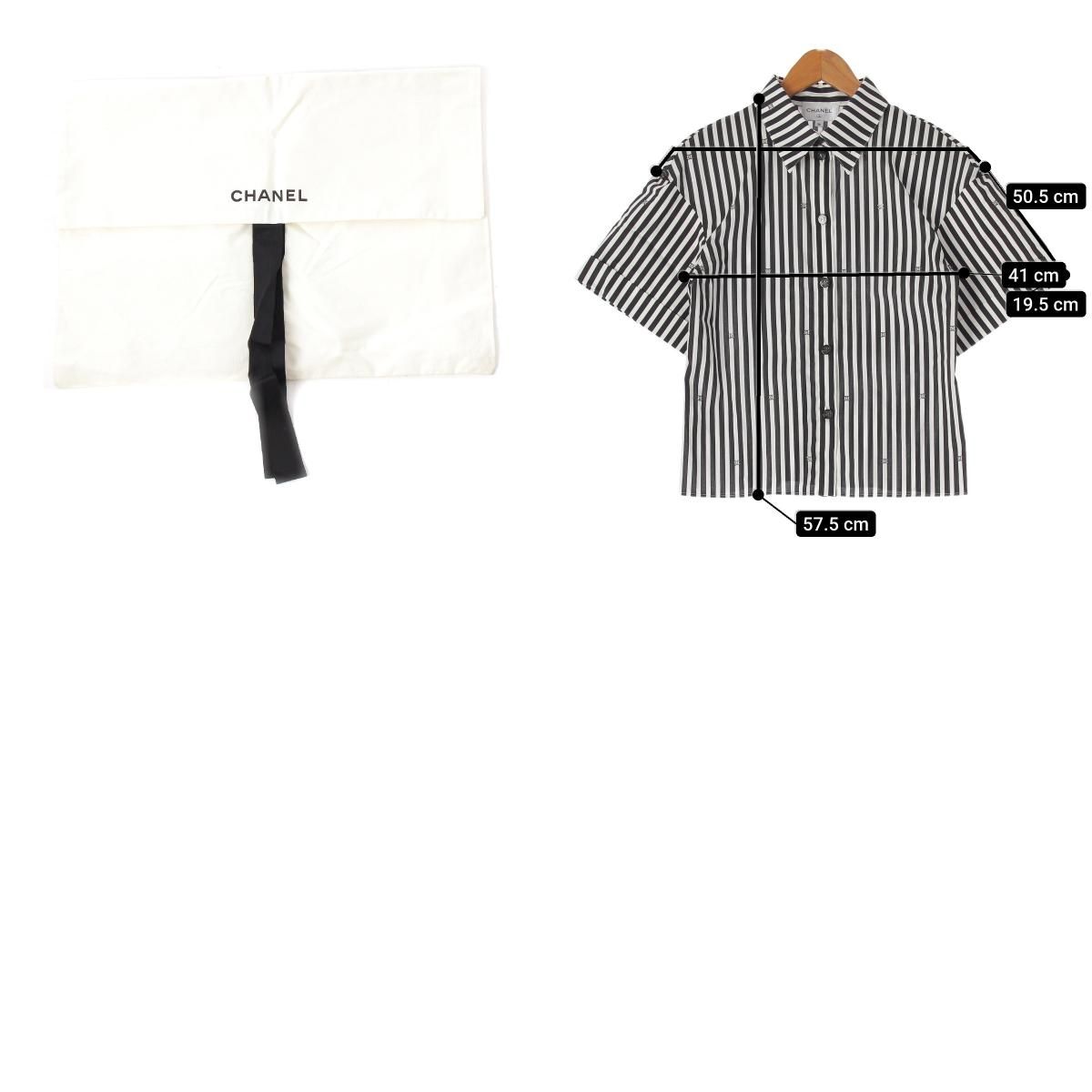 シャネル 24年 ココマーク ストレッチ ポプリン ブラウス P76220  