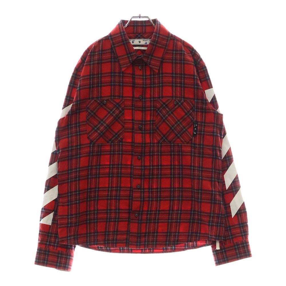 OFF-WHITE オフホワイト バイアスプリントチェック 長袖 シャツ レッド OMGA133S21FAB001