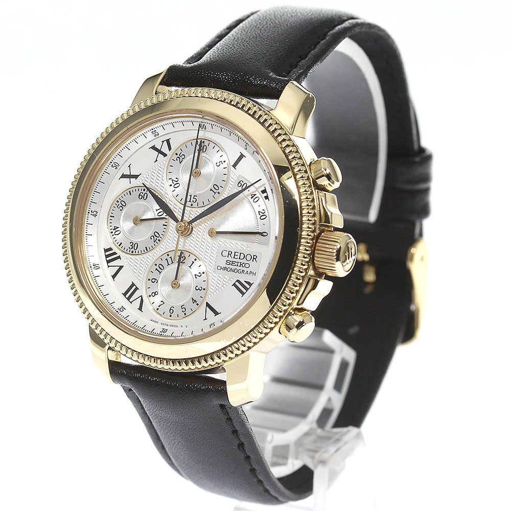 SEIKO　【専用箱付】　【美品】　【希少カラー】　【大人気】　【クロノグラフ】 セイコー SEIKO ”K18YG無垢 クレドール クロノグラフ” GBBH998
