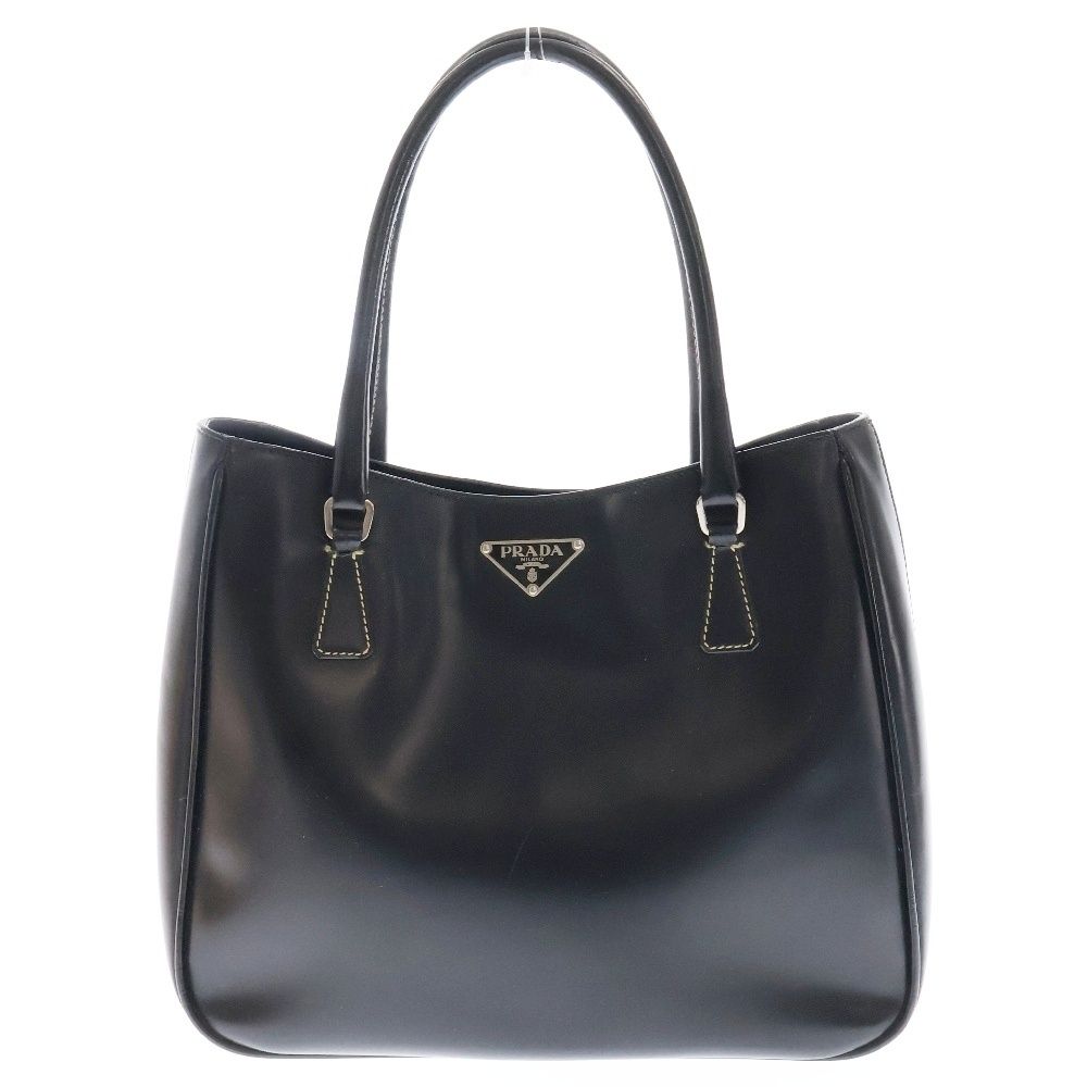 PRADA プラダ Spazzolato Metal Triangle Logo Shoulder Bag スパッツォラート メタル トライアングル ロゴ ショルダーバッグ ブラック