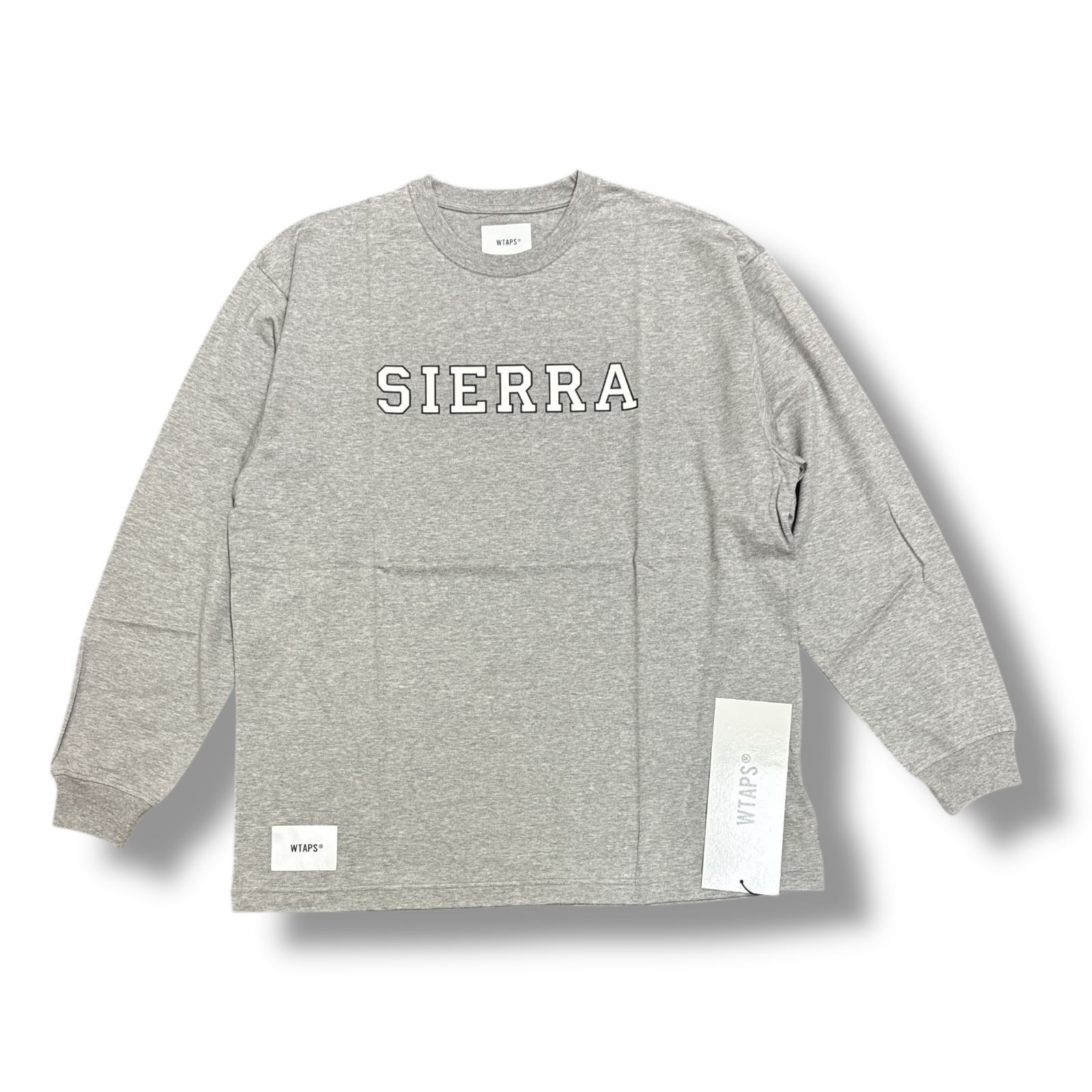 参考上代15400円 未使用品 WTAPS 24AW ACADEMY / LS / COTTON アカデミー ロングスリーブ Tシャツ カットソー ダブルタップス 242ATDT-CSM10 グレー 1 86155A4