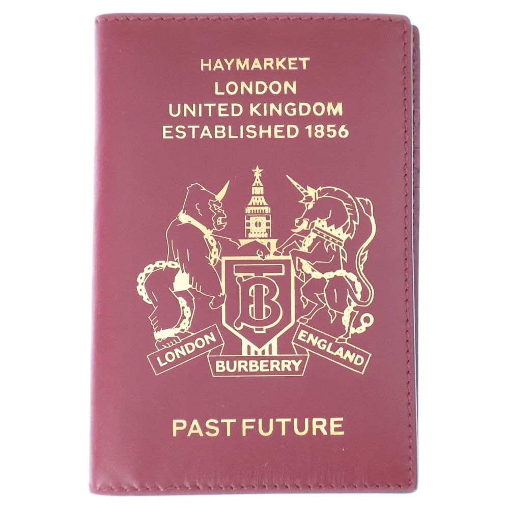 BURBERRY バーバリー パスポートケース パスポートカバー ブックカバー レッド バーガンディ レザー