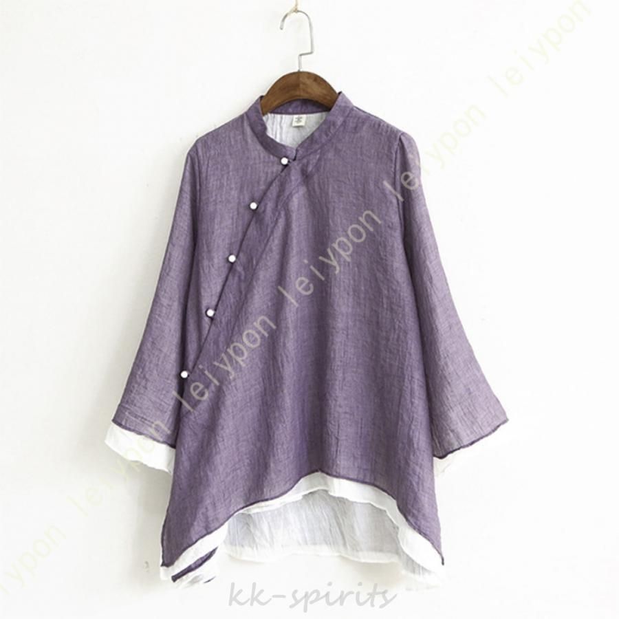 太極拳 服 チャイナ風 トップス レディース シンプル チャイナ服 チャイナシャツ 綿麻 チーパオ 半袖 長袖 茶師服 無地 通気性 漢服 綿麻 ゆったり 柔らかい 太極拳 服 チャイナ風 トップス レディース シンプル チャイナ服