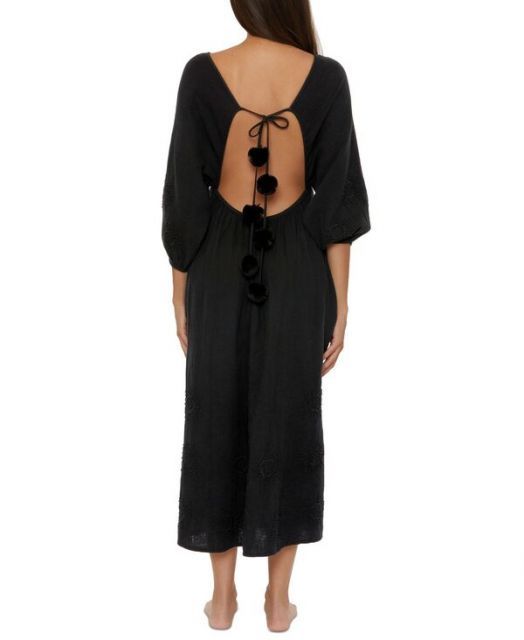 トリーナターク レディース ワンピース トップス Women s Serene Cotton Gauze Back-Cutout Cover-Up Dress Black