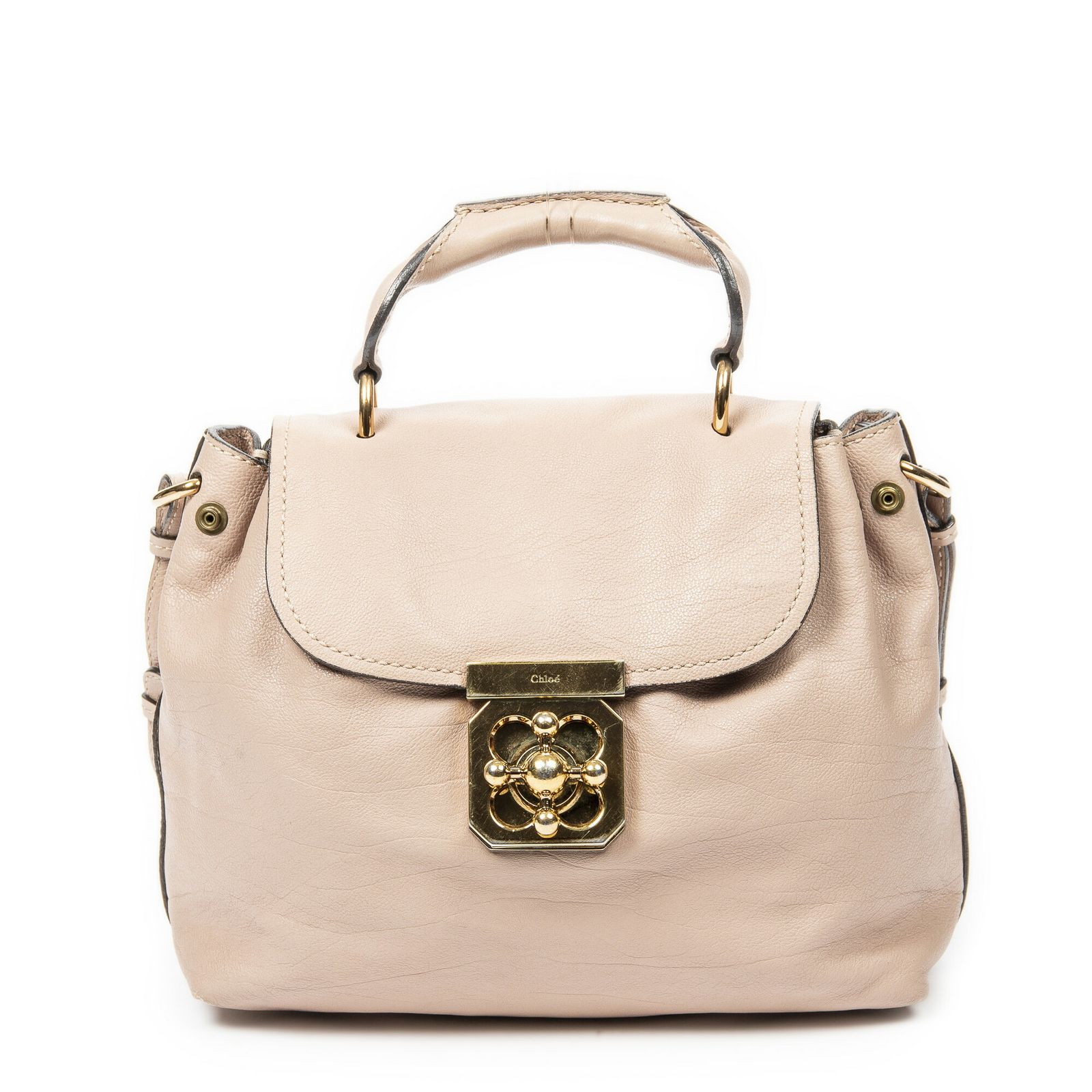 CHLOE クロエ小エルジーサッチェルピンクカーフスキンレザーAB