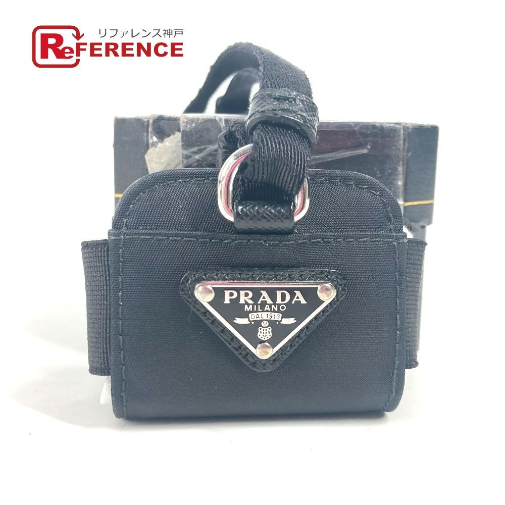 PRADA プラダ イヤフォンケース トライアングルロゴ 三角ロゴ プレート ナイロン ブラック