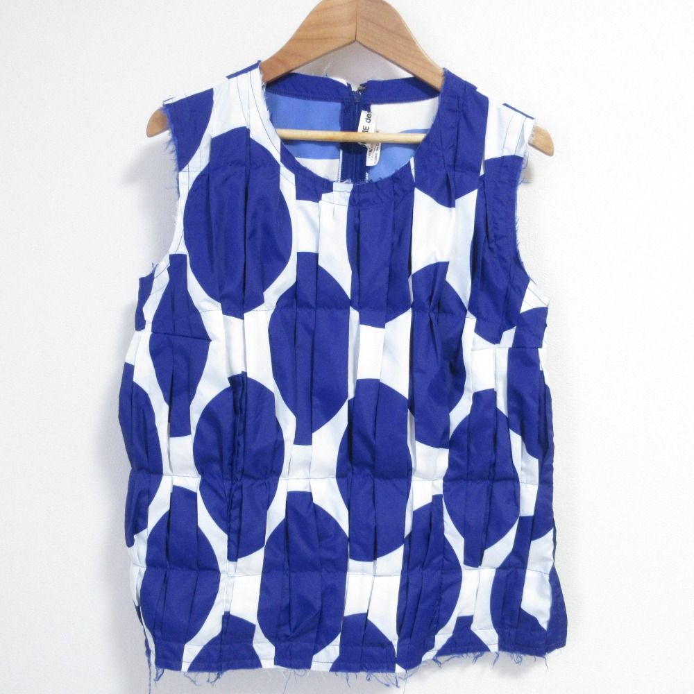 24SS COMME des GARCONS コムデギャルソン ポルカドット ノースリーブブラウス GM-B019 M ホワイト パープル レディース 古着
