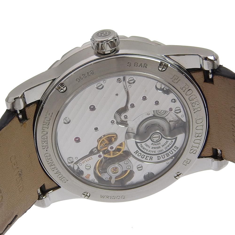 【ROGER DUBUIS】ロジェ・デュブイ エクスカリバー42 DBEX0443 ステンレススチール×クロコダイル 黒 自動巻き スモールセコンド  メンズ シルバー文字盤 腕時計