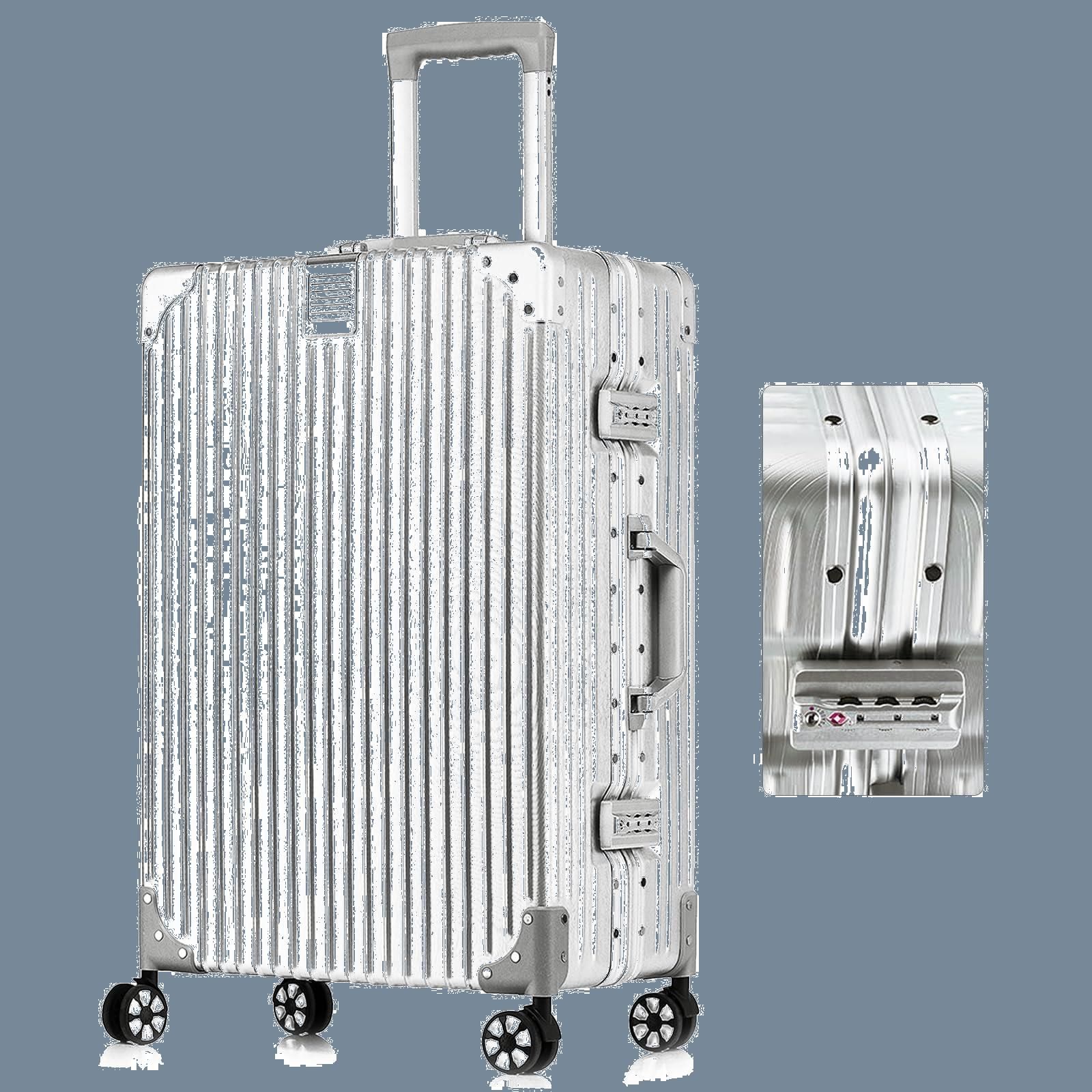 Airmood] スーツケース アルミフレーム キャリーケース 機内持ち込み 軽量 トロリーケース キャリーバッグ TSAロック 静音  ダブルキャスター 大型 耐衝撃 出張 旅行 ミニ SSサイズ グレー シルバー 1-2泊 - メルカリ