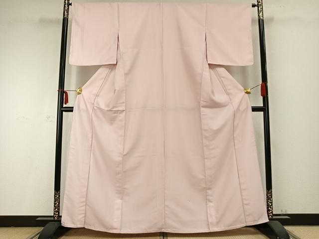 平和屋着物 江戸小紋 単衣 万筋 ピンク色×白色 洗える着物 AABC0324fy