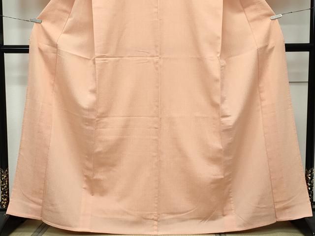 平和屋本店▽極上 白鷹お召 単衣 色無地 洒落柿色 小松紀夫作 証紙付き