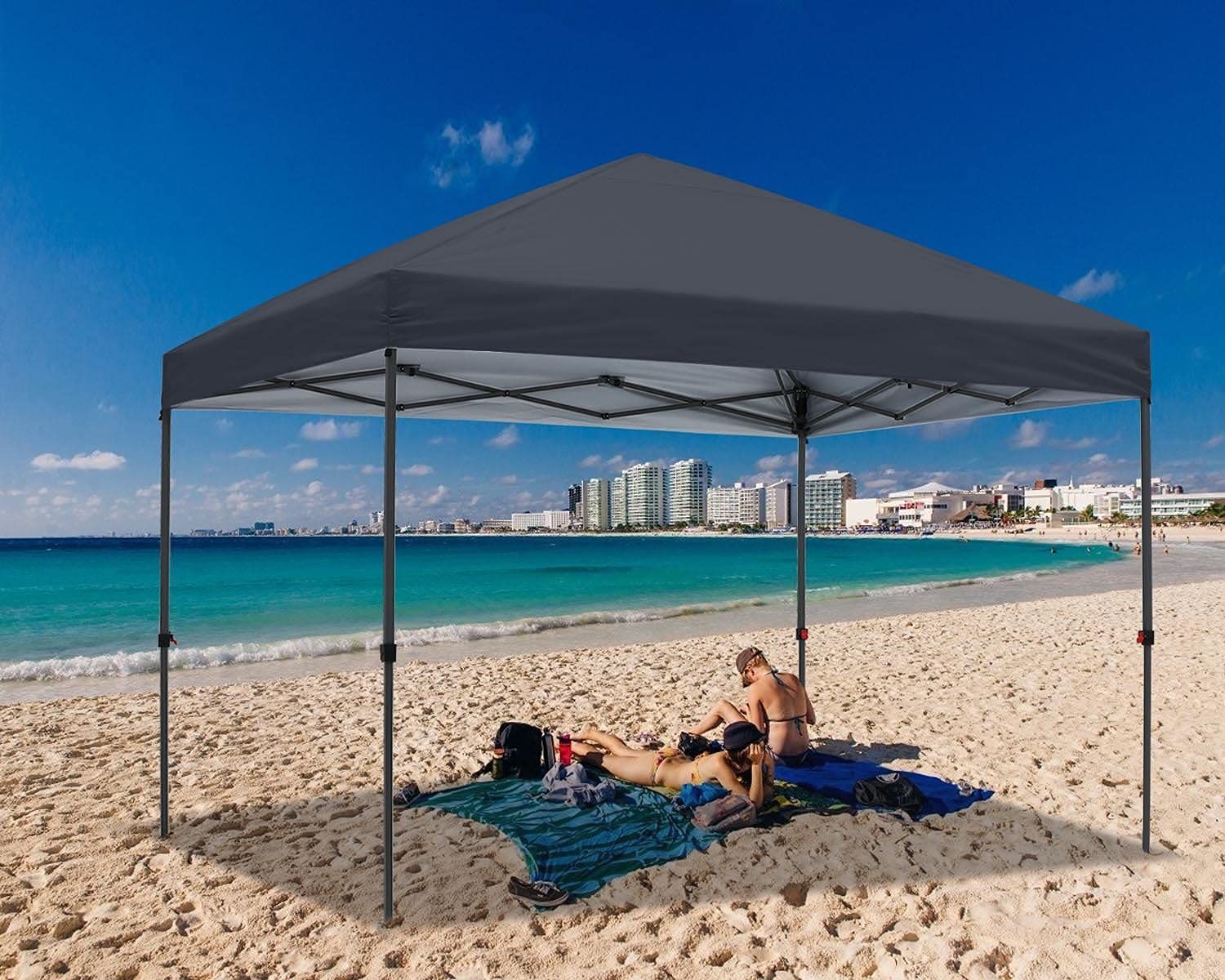 3mx3m 大型 ワンタッチテント タープテント ワンタッチ 3段階調節 タープテント シルバーコーティング UVカット 遮光 耐水加工 スチールフレーム 風に強い 2.5mx2.5m 組立て簡単 持ち運び便利 5-8人用 収納キャスターバッグ サンドバッ