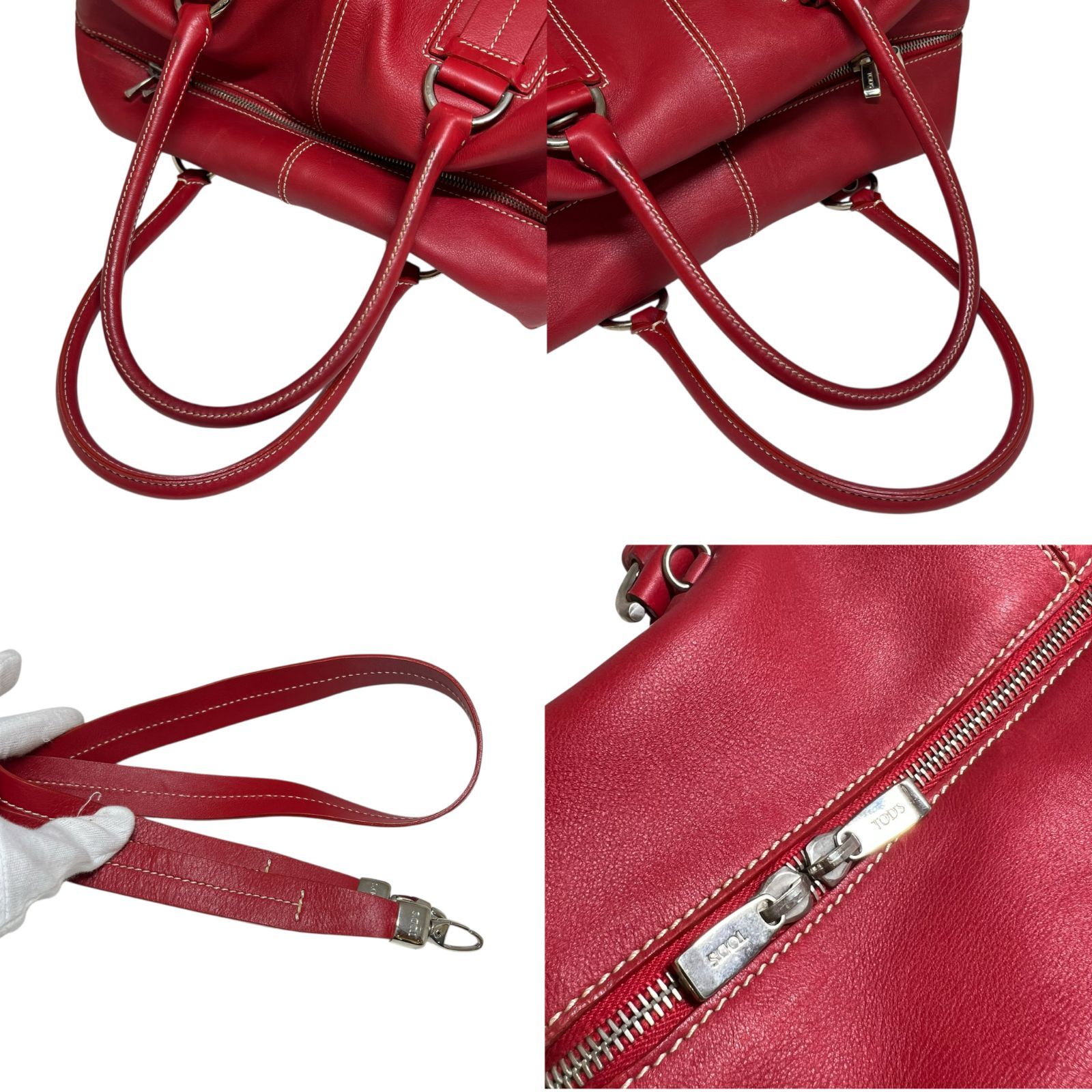 TOD'S トッズ ミニボストン 2way ショルダーバッグ 赤 - メルカリ