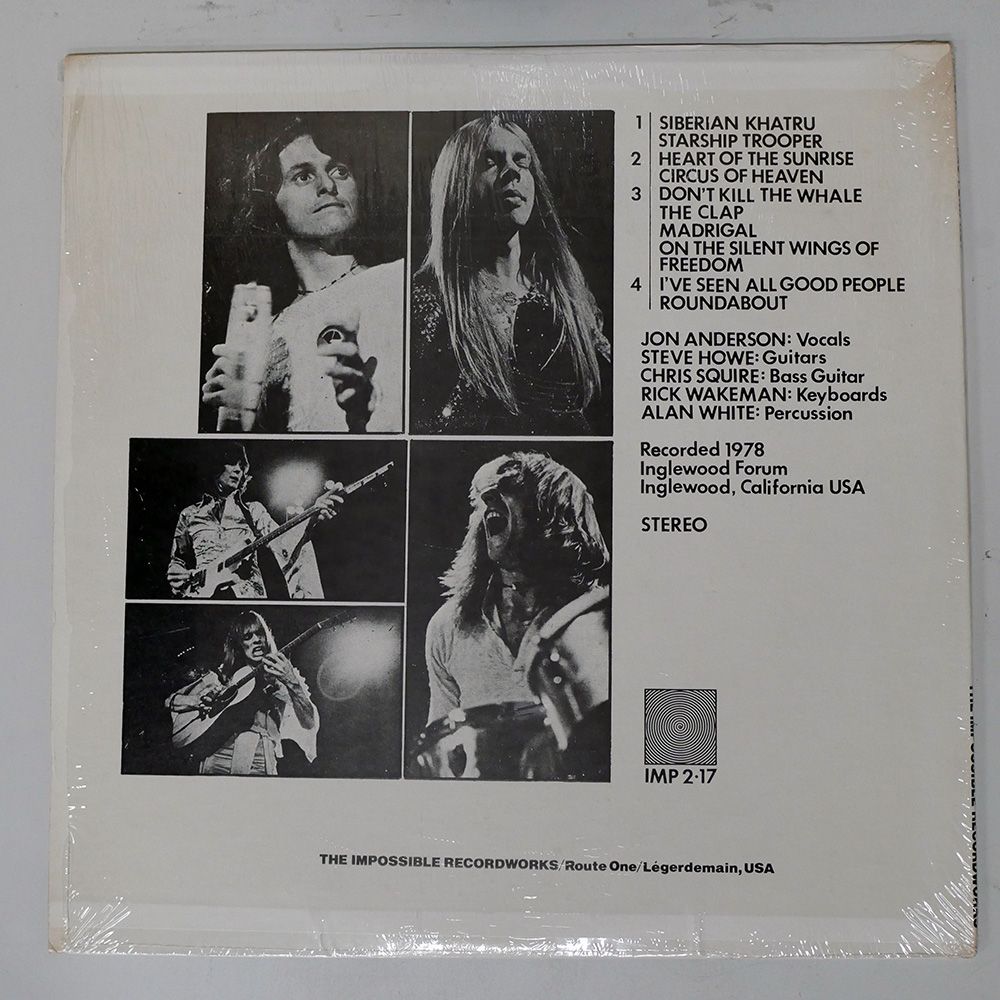 US盤 2LP YES Periphet 1978ライブ盤 イエス ブート US盤 YES/PERIPHET/THE IMPOSSIBLE RECORDWORKS IMP217