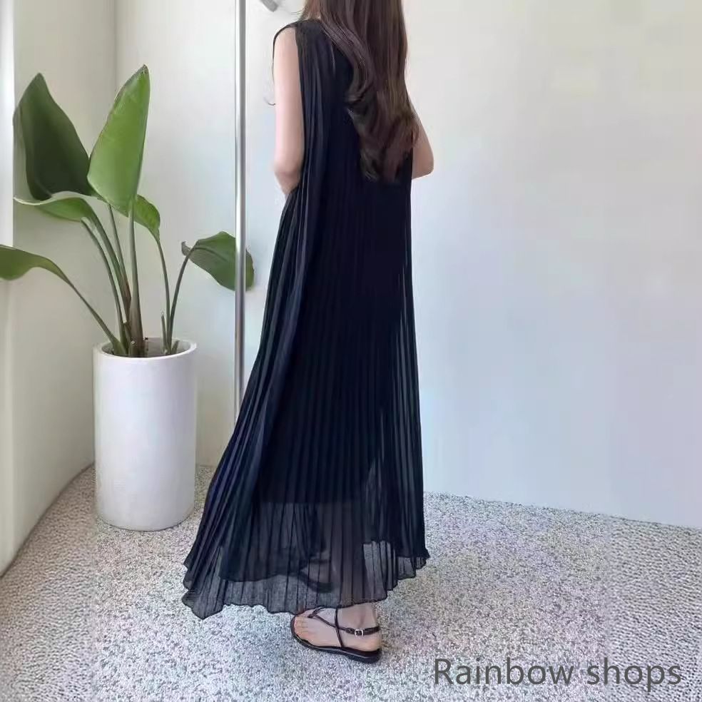新品未使用】ワンピース ノースリーブ プリーツ ロング