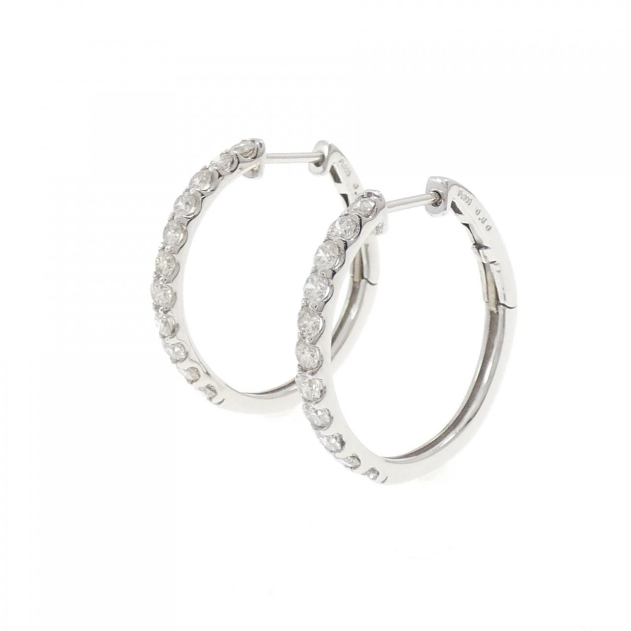 PT900 フープ ダイヤモンド ピアス 1.00CT