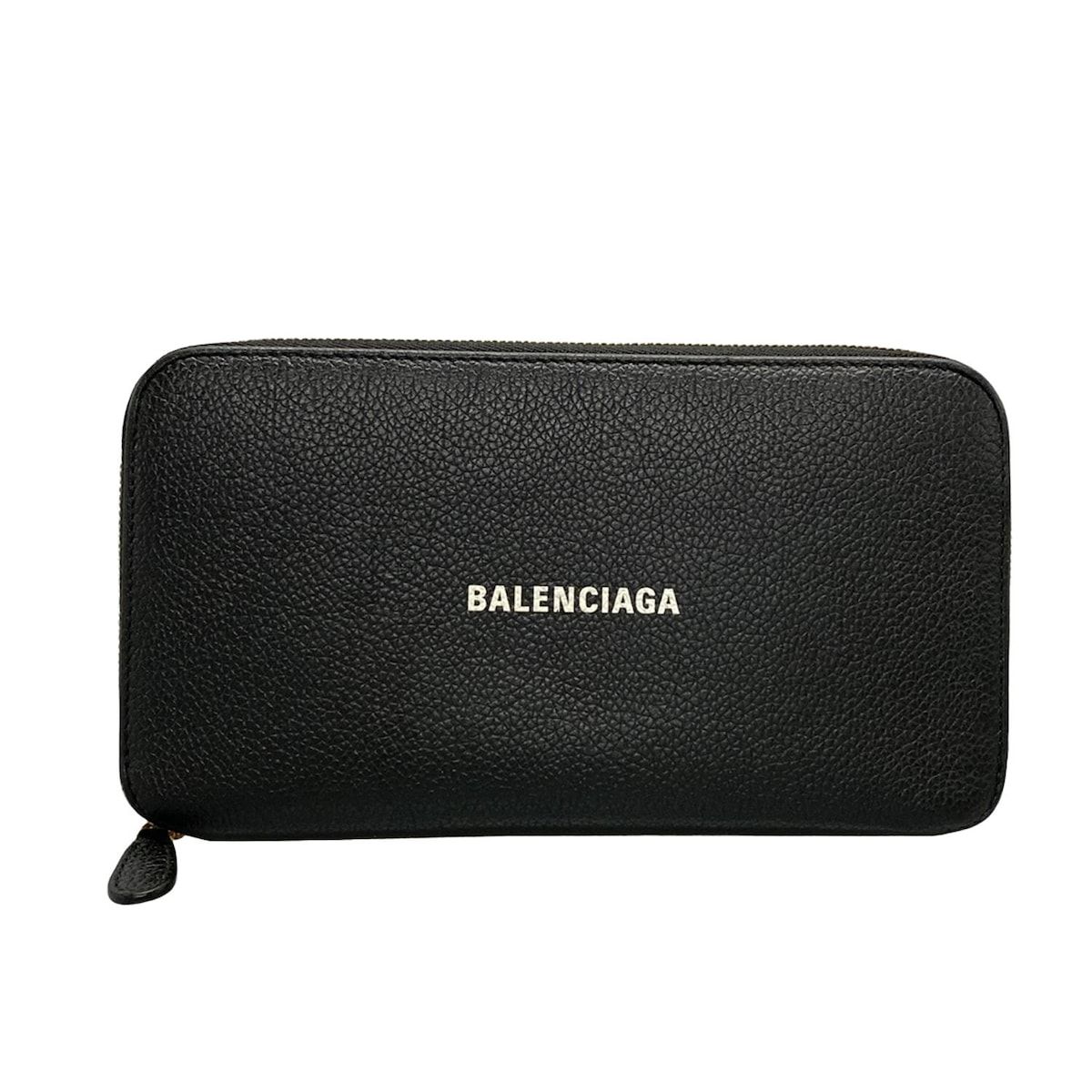 BALENCIAGA バレンシアガ 長財布 コンチネンタルジップ アラウンド 594290 黒×白 ラウンドファスナー レザー