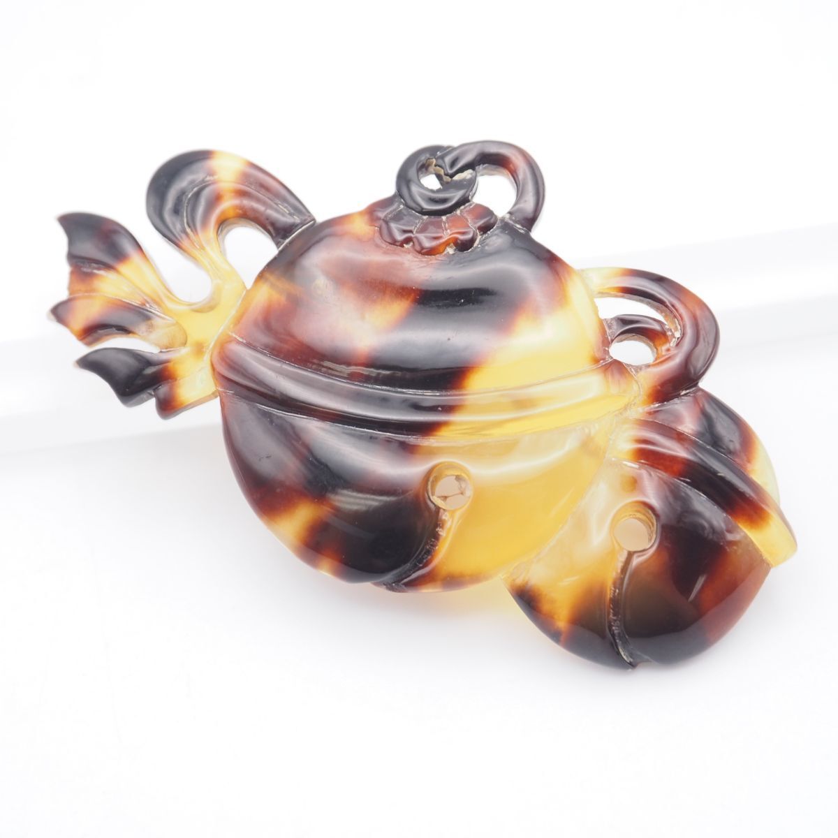 G171 鼈甲 べっ甲 ブローチ 鈴 デザイン