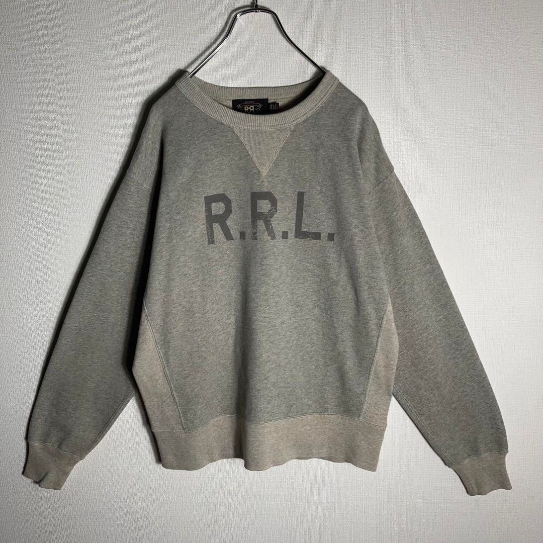 【美品】RRL スウェット ビッグロゴ 両Vガゼット 裏起毛 L. 美品】RRL スウェット ビッグロゴ 両Vガゼット 裏起毛 L.