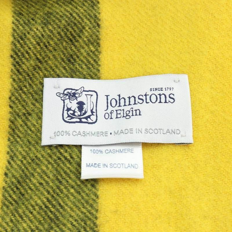 ジョンストンズオブエルガン Johnstons of Elgin DRAWER別注 ストール マフラー 大判 チェック カシミヤ フリンジ 黄色  イエロー 黒 ブラック /YO15 - メルカリ