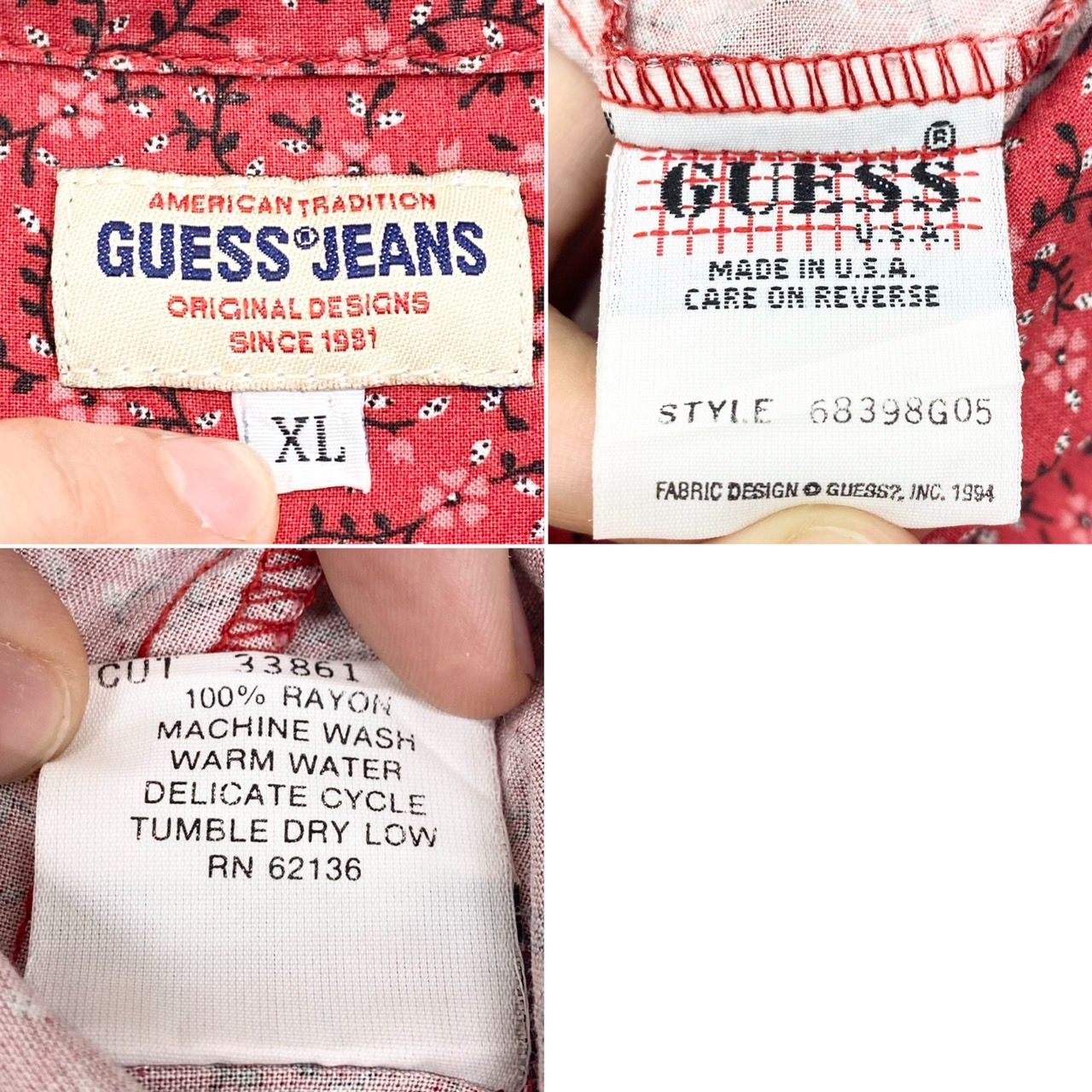 GUESS - 【激レア】ゲス シャツ 長袖 ロゴワッペン 総柄 花柄