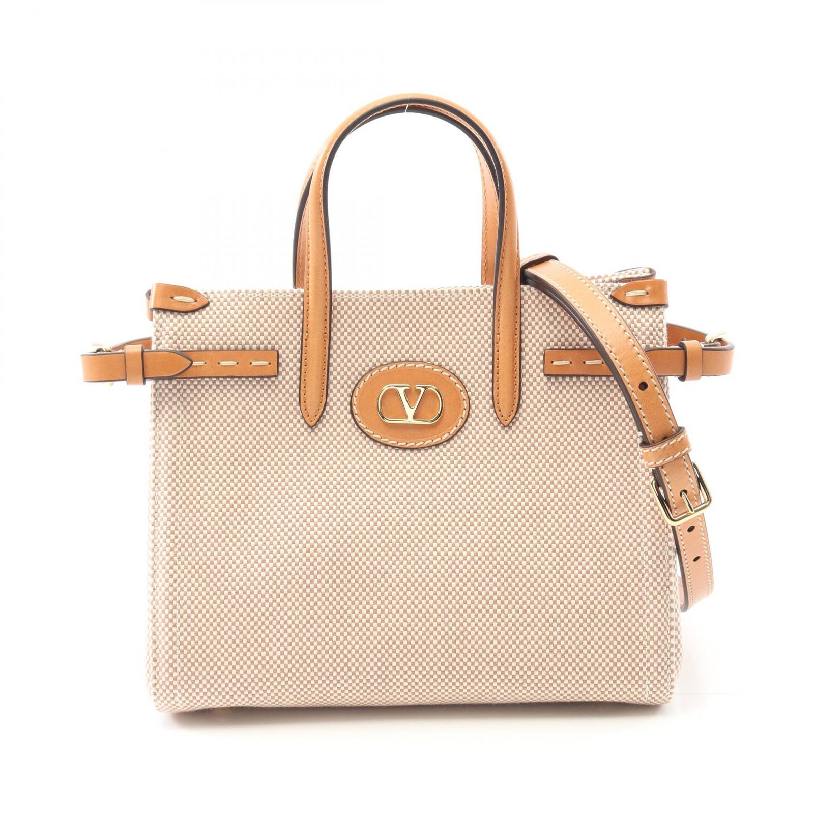 ヴァレンチノ Valentino ハンドバッグ ANTIBES 6W2B0R20EZTR2H ベージュ系 キャンバス レザー 2wayショルダーバッグ レディース