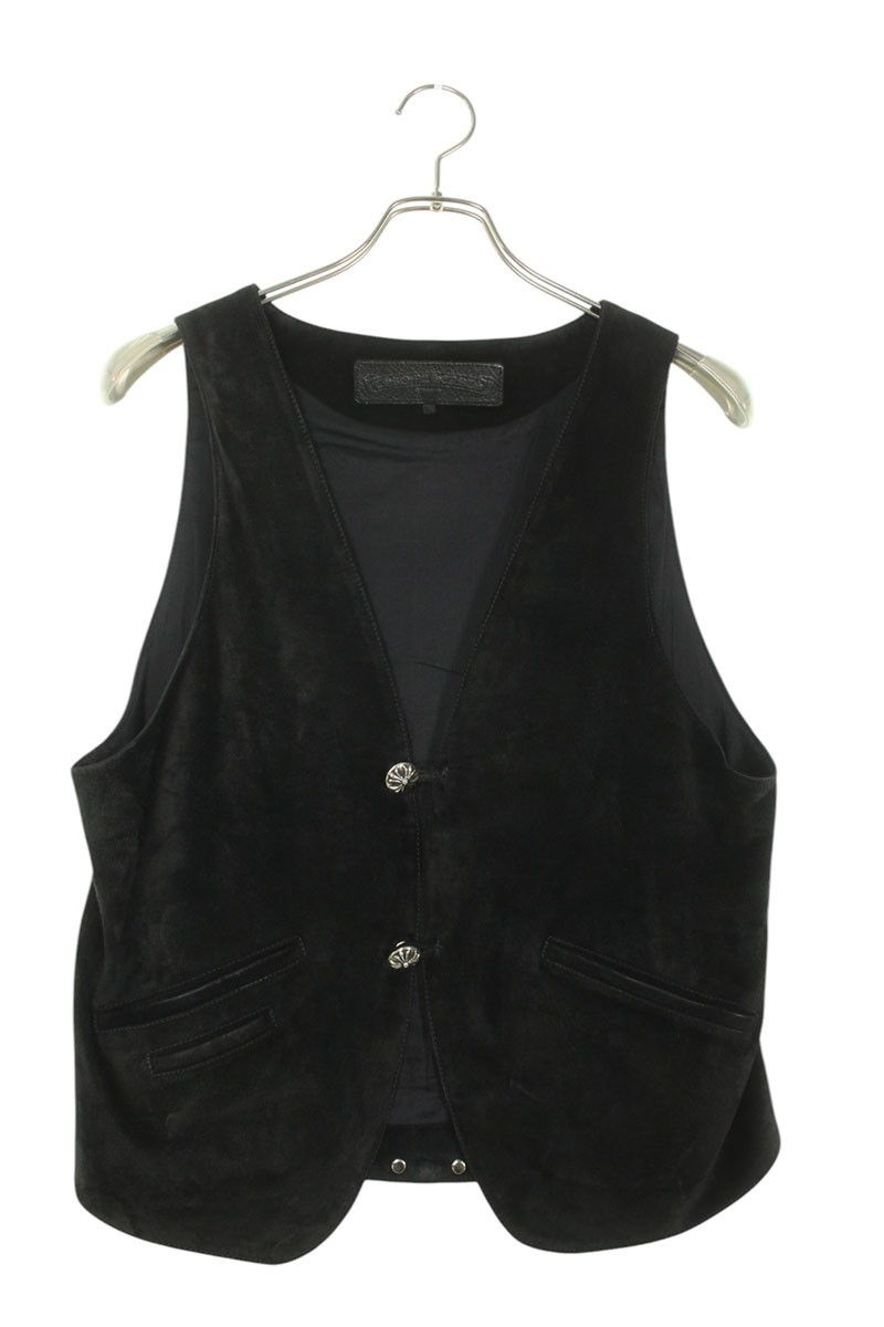 クロムハーツ クロスボールボタンスエードレザーベスト メンズ M クロムハーツ CHROME HEARTS ベスト レザー クロスボール ボタン