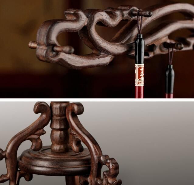 マホガニー　毛筆台　ソリッドウッド　鳳凰　毛筆掛け　鶏翅木質　筆台　筆掛け　文房四宝　書道 SY323