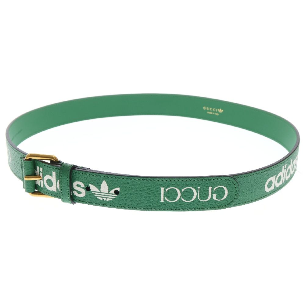 GUCCI (グッチ) ×adidas アディダス ロゴプリントレザーベルト
