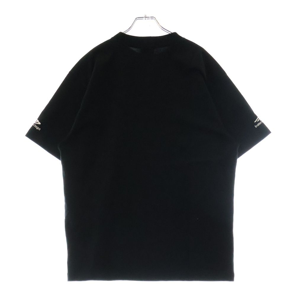 バレンシアガ 24年製 802038 黒 ﾛｺﾞTｼｬﾂ S BALENCIAGA (バレンシアガ) フロントブランドロゴ刺繍 半袖Tシャツ